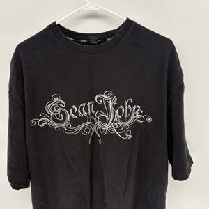 Vintage Sean Jean‎ Black Graffiti Spellout Shirt Hip Hop Grunge Punk Sk8 Men XXL